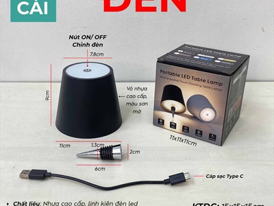 Đèn bàn chụp gắn chai rượu cảm ứng [3 Màu - 3 Chế độ đèn] 11x9cm LED-KHAC-03
